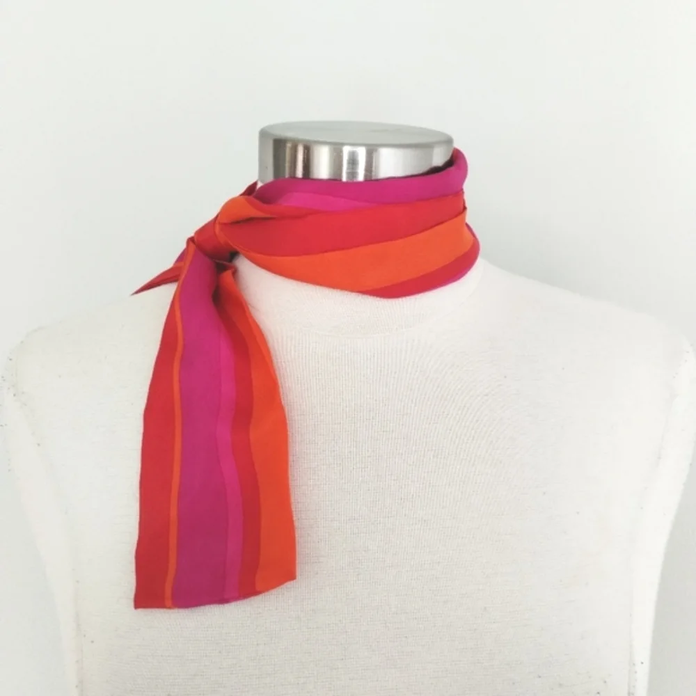 Vintage Liz Claiborne Silk Scarf Orange Red Purple WPL 12931
